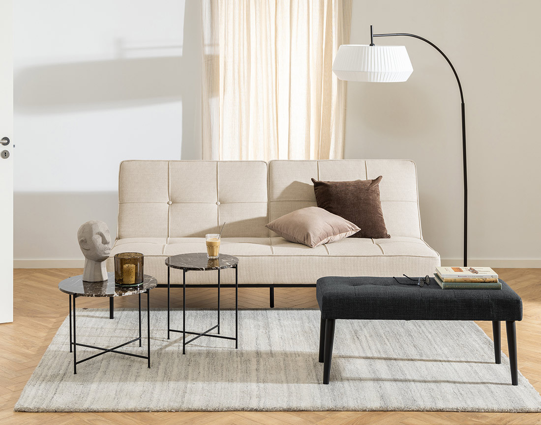 Table basse 52 cm plateau en marbre pieds en acier Ezaro