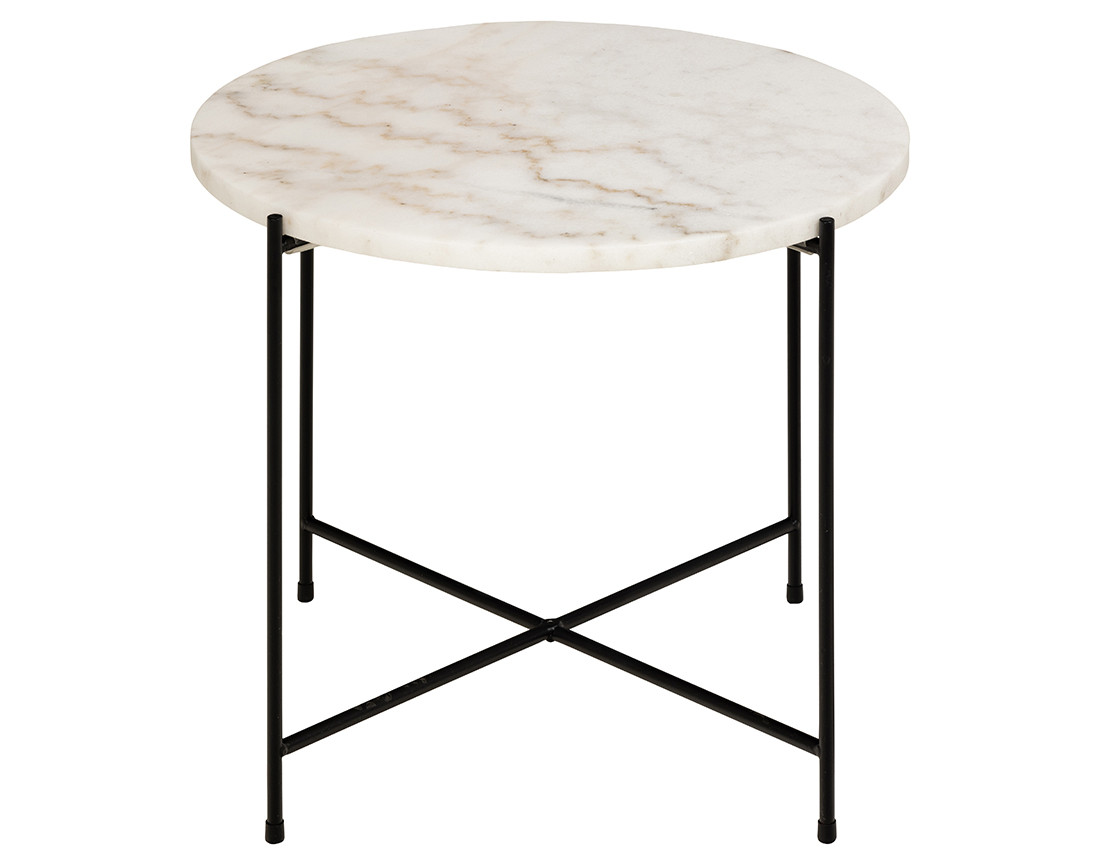 Table basse 52 cm plateau en marbre pieds en acier Ezaro