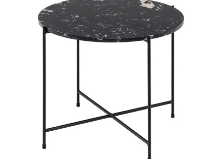 Table basse 52 cm plateau en marbre pieds en acier Ezaro