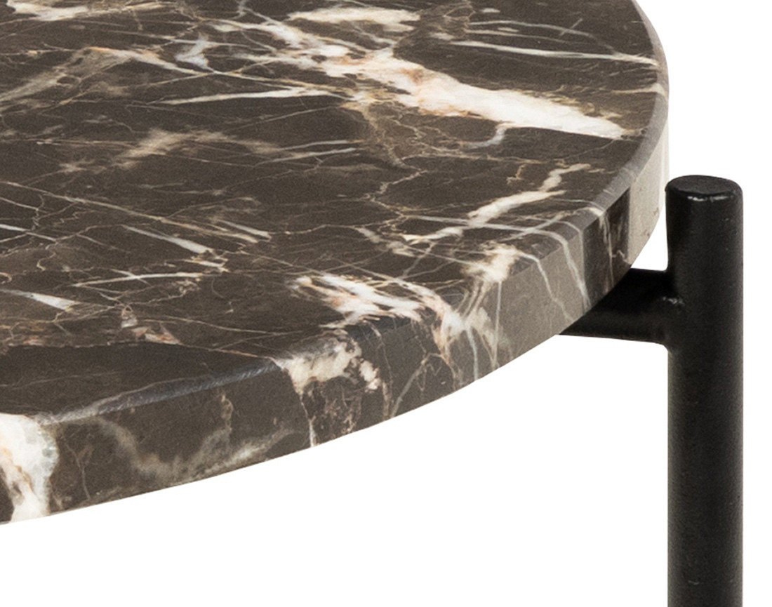 Table basse 52 cm plateau en marbre pieds en acier Ezaro