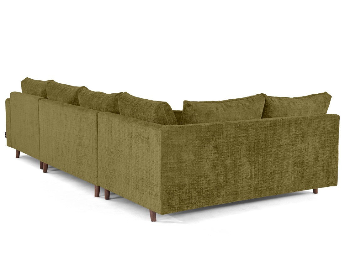 Canapé panoramique d'angle gauche 7 places en velours texturé Rune