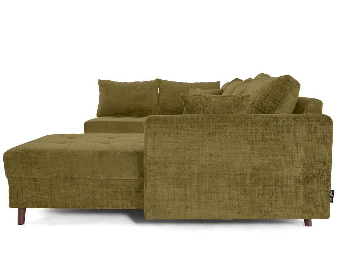 Canapé panoramique d'angle gauche 7 places en velours texturé Rune