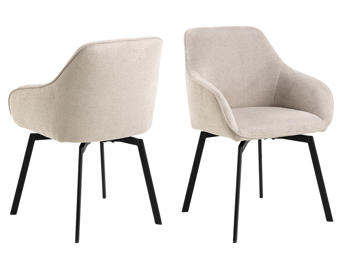 Lot de 2 chaises pivotantes pieds en acier en tissu chenille Juno