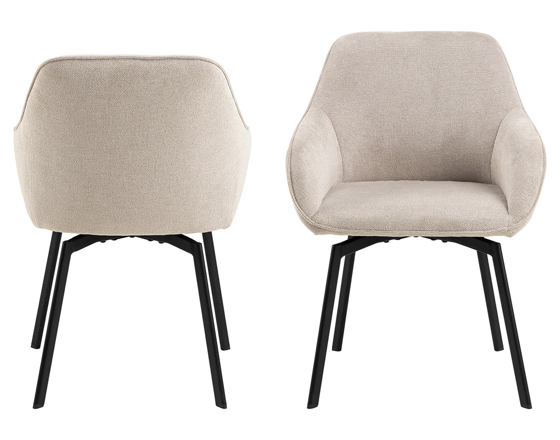 Lot de 2 chaises pivotantes pieds en acier en tissu chenille Juno