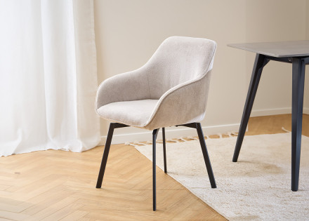 Lot de 2 chaises pivotantes pieds en acier en tissu chenille Juno
