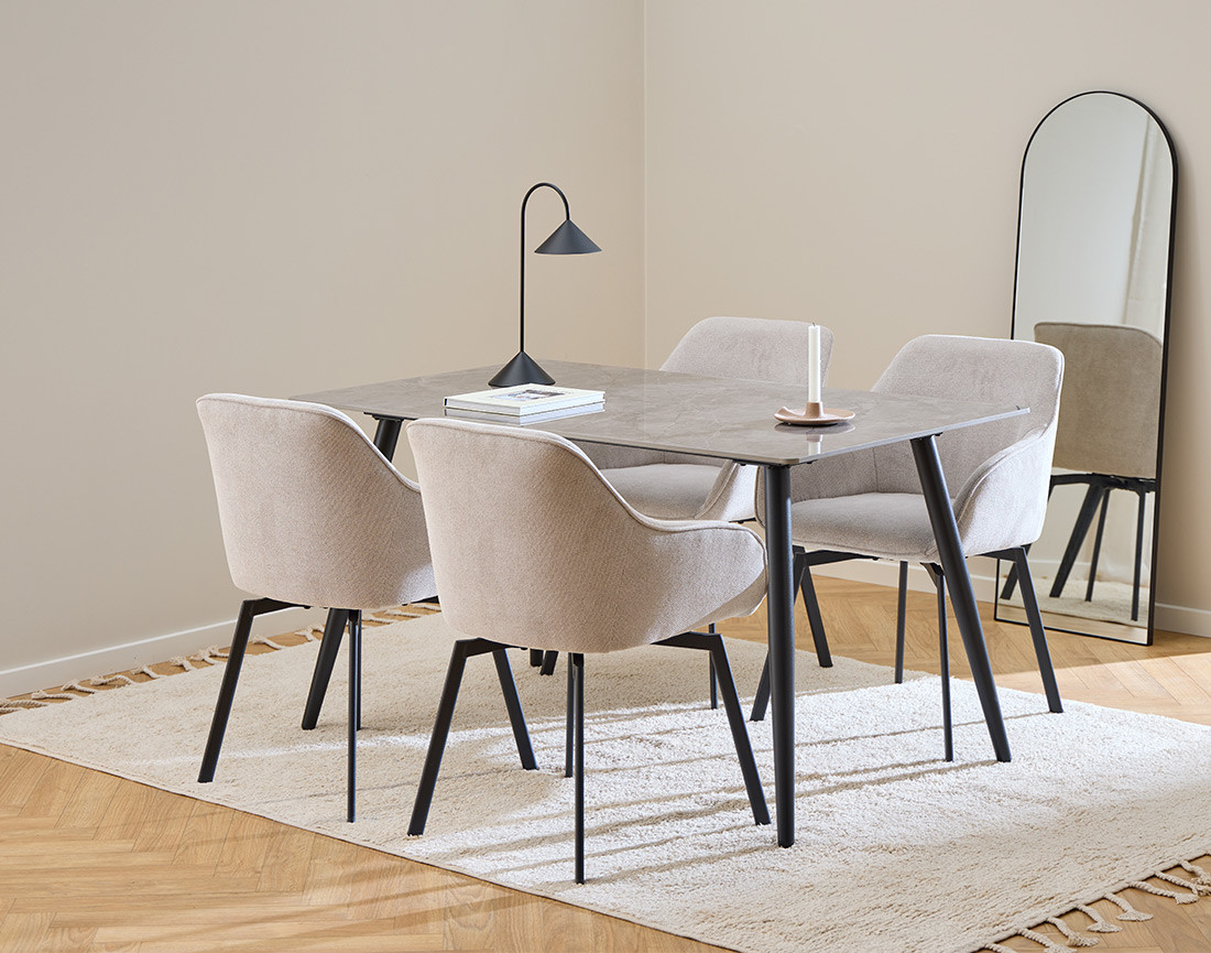 Lot de 2 chaises pivotantes pieds en acier en tissu chenille Juno