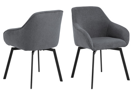 Lot de 2 chaises pivotantes pieds en acier en tissu chenille Juno