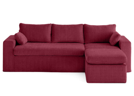 Housses en velours texturé pour canapé d'angle 3 places et 1 pouf Calgary