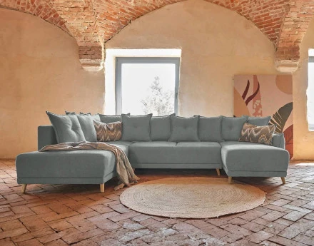 Lena - Canapé scandinave d'angle panoramique convertible gauche