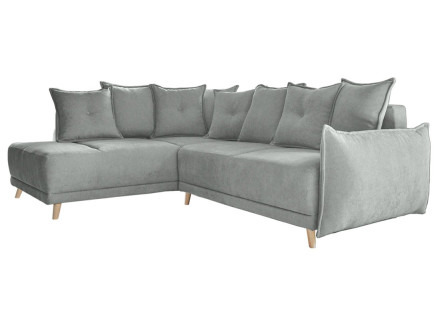 Lena - canapé d’angle gauche gris clair convertible au style scandinave