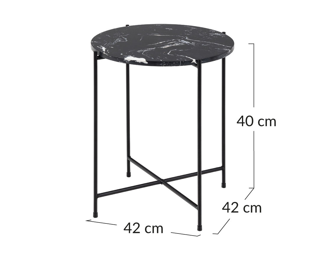 Table basse 42 cm plateau en marbre pieds en acier Ezaro