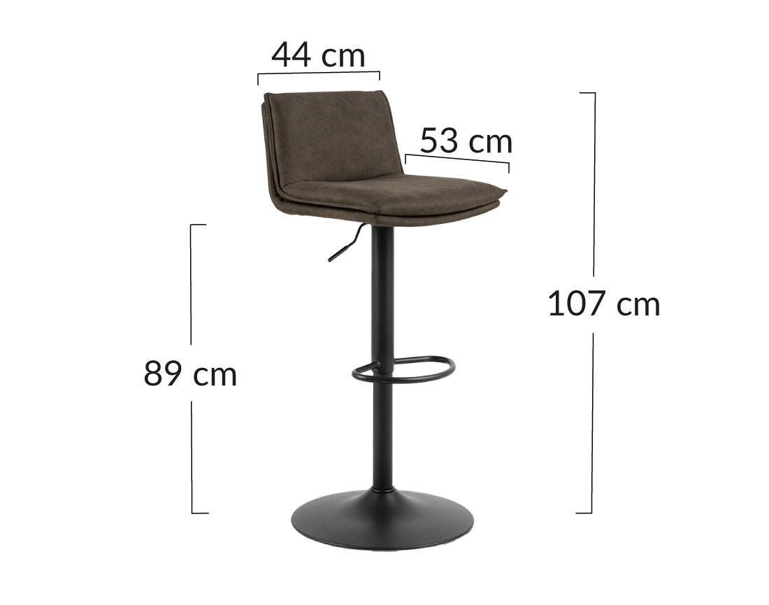 Alora - lot de 2 tabourets - ajustables et pivotants - en tissu texturé et suédine - gris anthracite