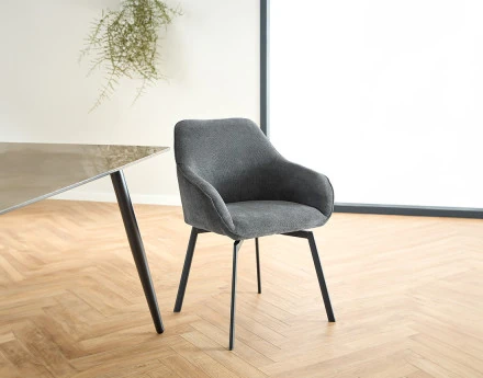 Lot de 2 chaises pivotantes pieds en acier en tissu chenille Juno