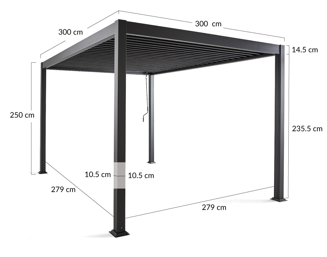 Pergola bioclimatique en aluminium 3x3m gris anthracite Cherry