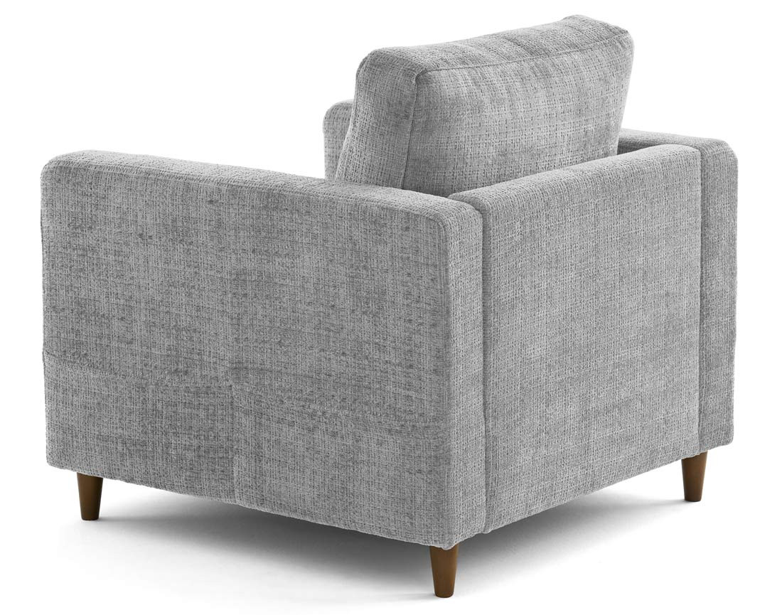 Fauteuil avec poche en velours texturé pieds en bois Anna