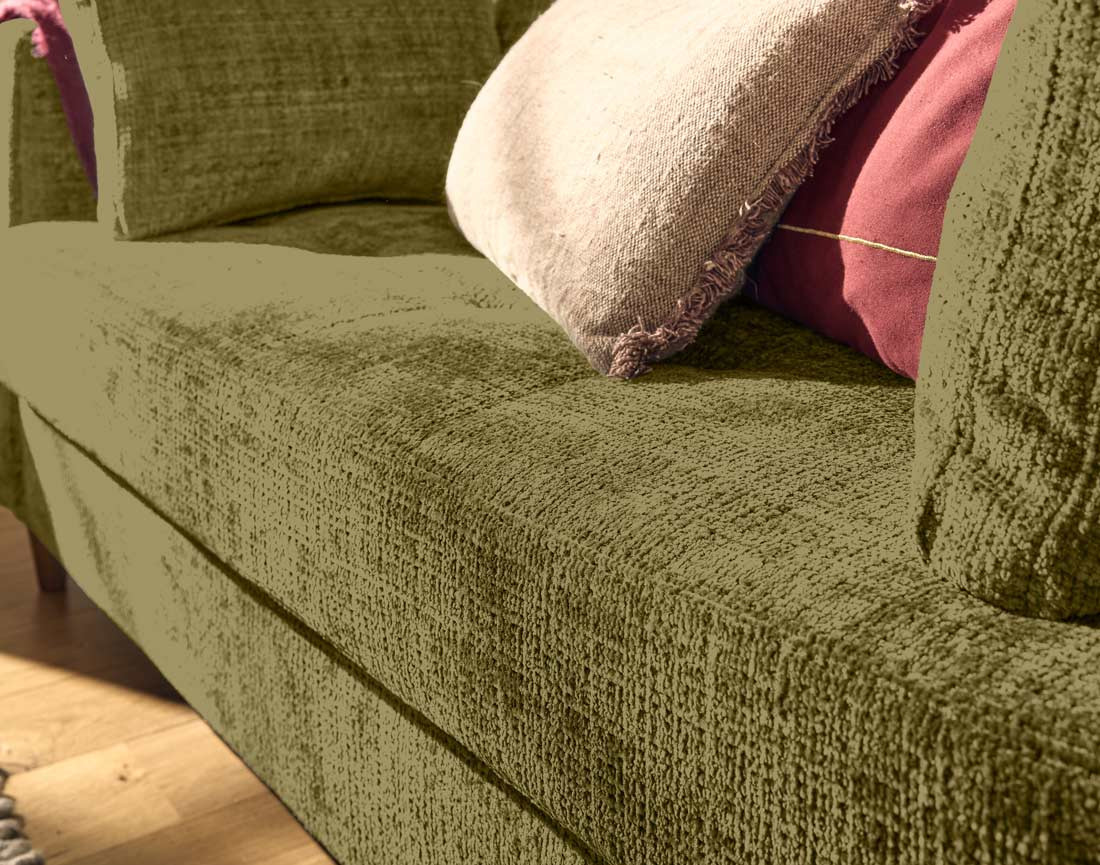 Canapé droit 2 places avec poche en velours texturé Anna