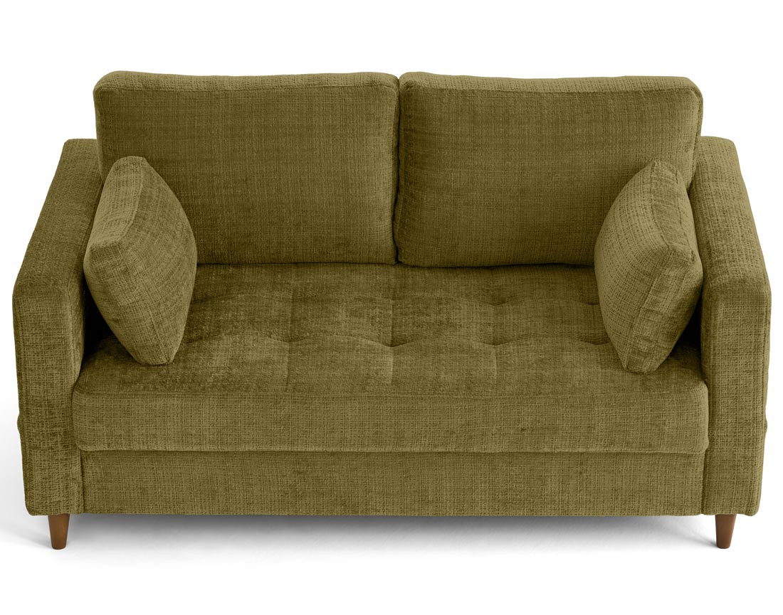 Canapé droit 2 places avec poche en velours texturé Anna