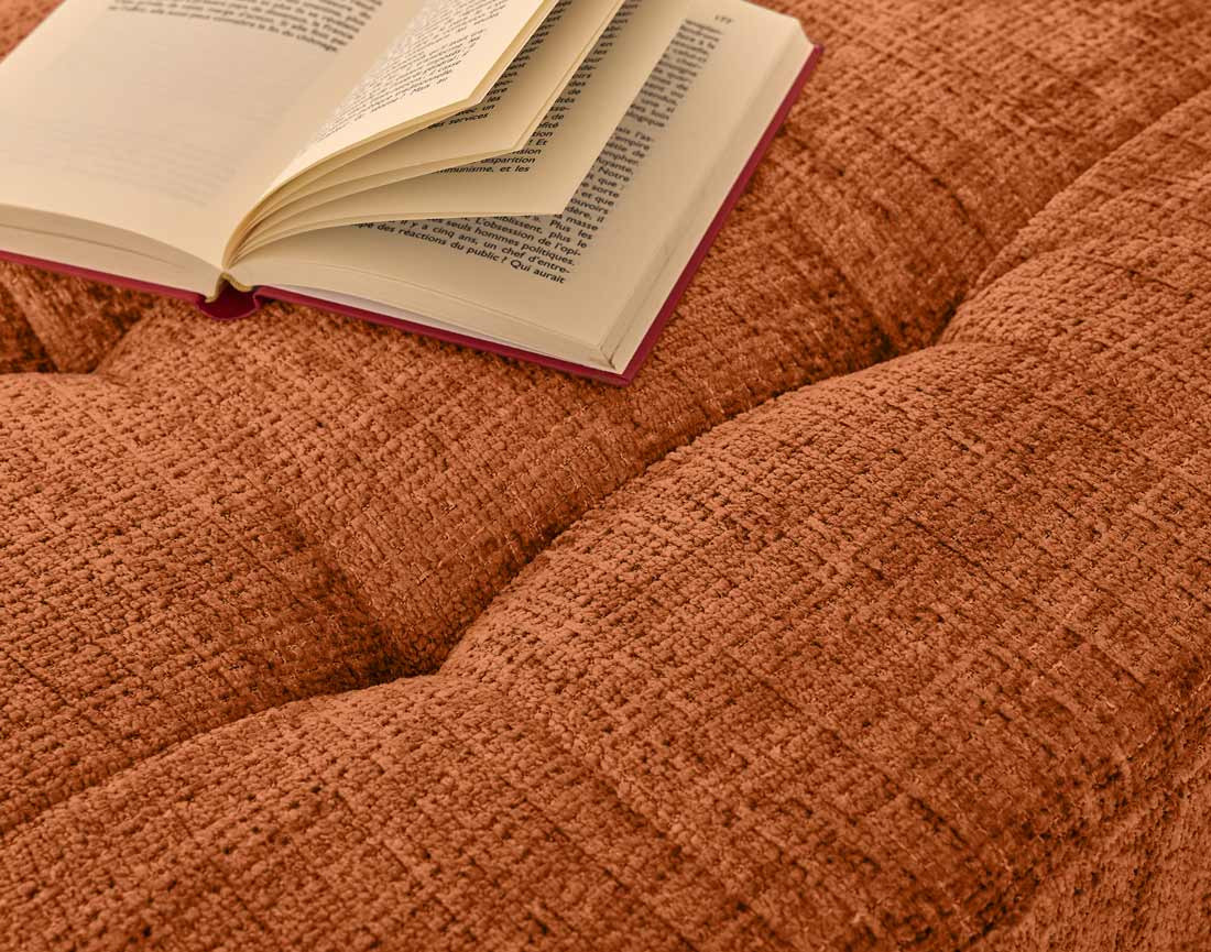 Canapé droit 2 places avec poche en velours texturé Anna