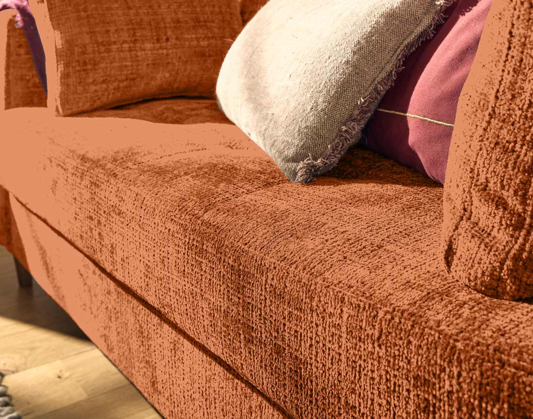 Canapé droit 2 places avec poche en velours texturé Anna