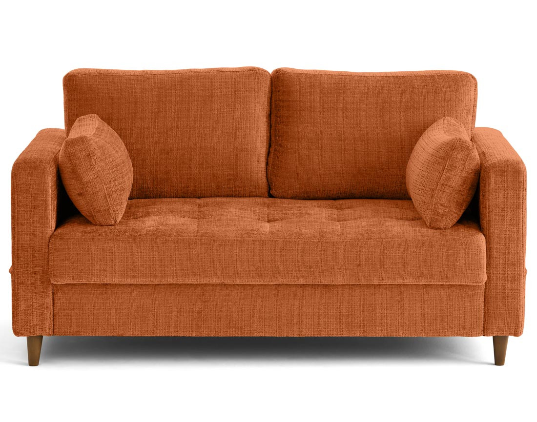 Canapé droit 2 places avec poche en velours texturé Anna