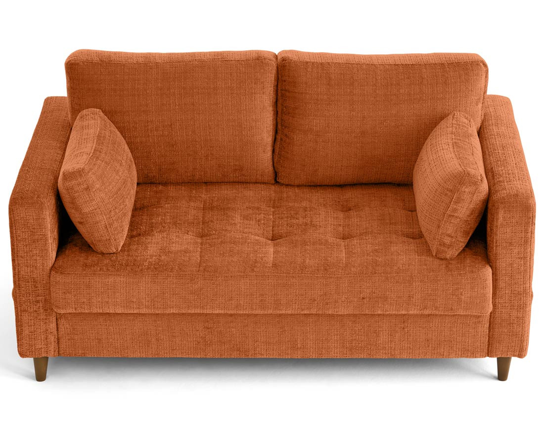 Canapé droit 2 places avec poche en velours texturé Anna