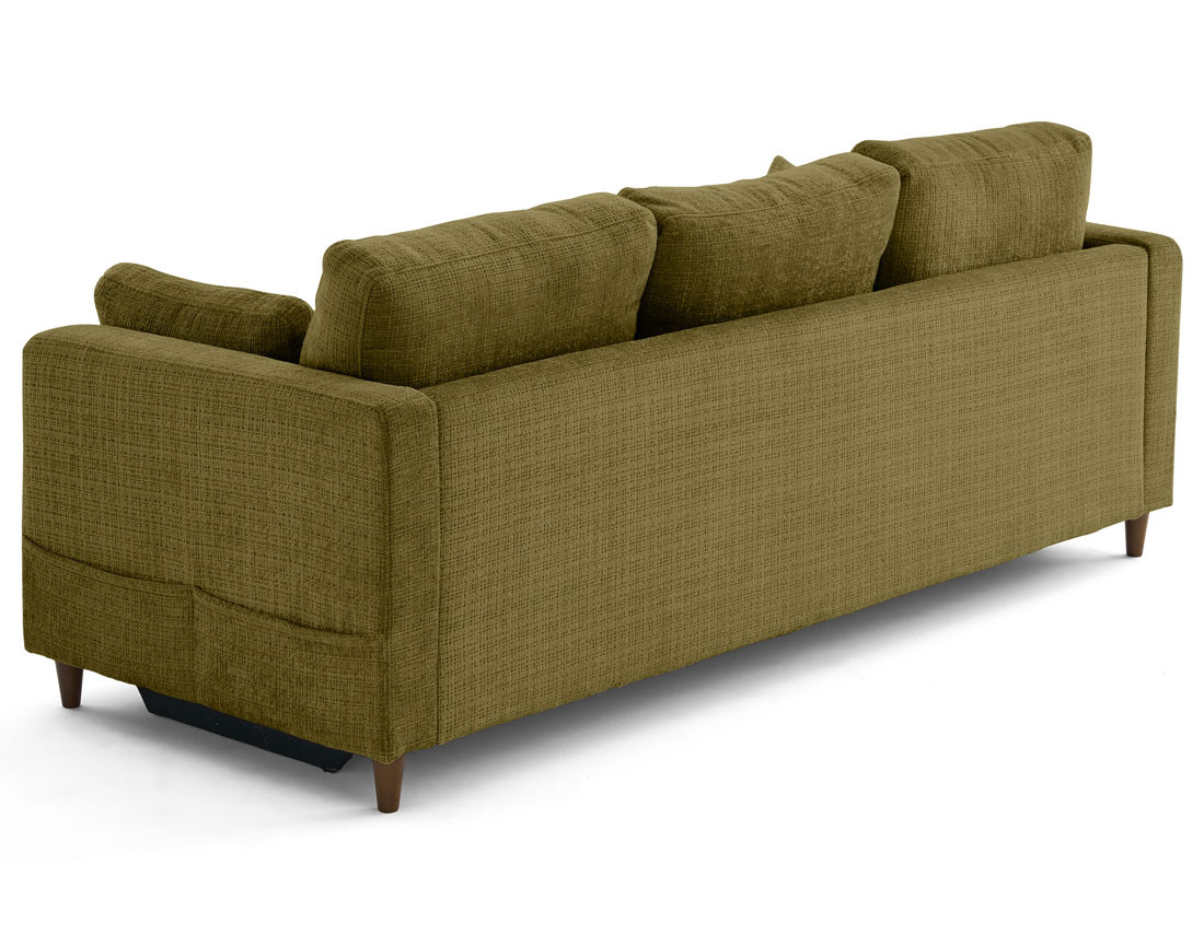 Canapé droit 3 places convertible avec poche en velours texturé Anna