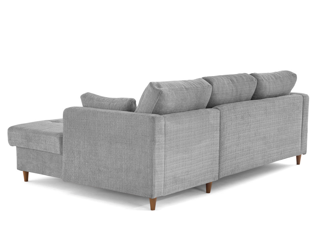 Canapé d'angle droit 4 places convertible avec coffre en velours texturé Anna