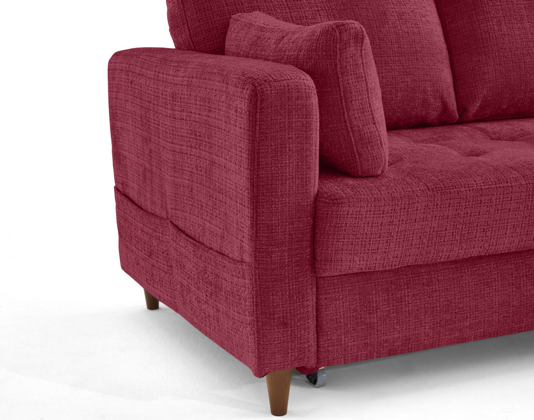 Canapé d'angle droit 4 places convertible avec coffre en velours texturé Anna