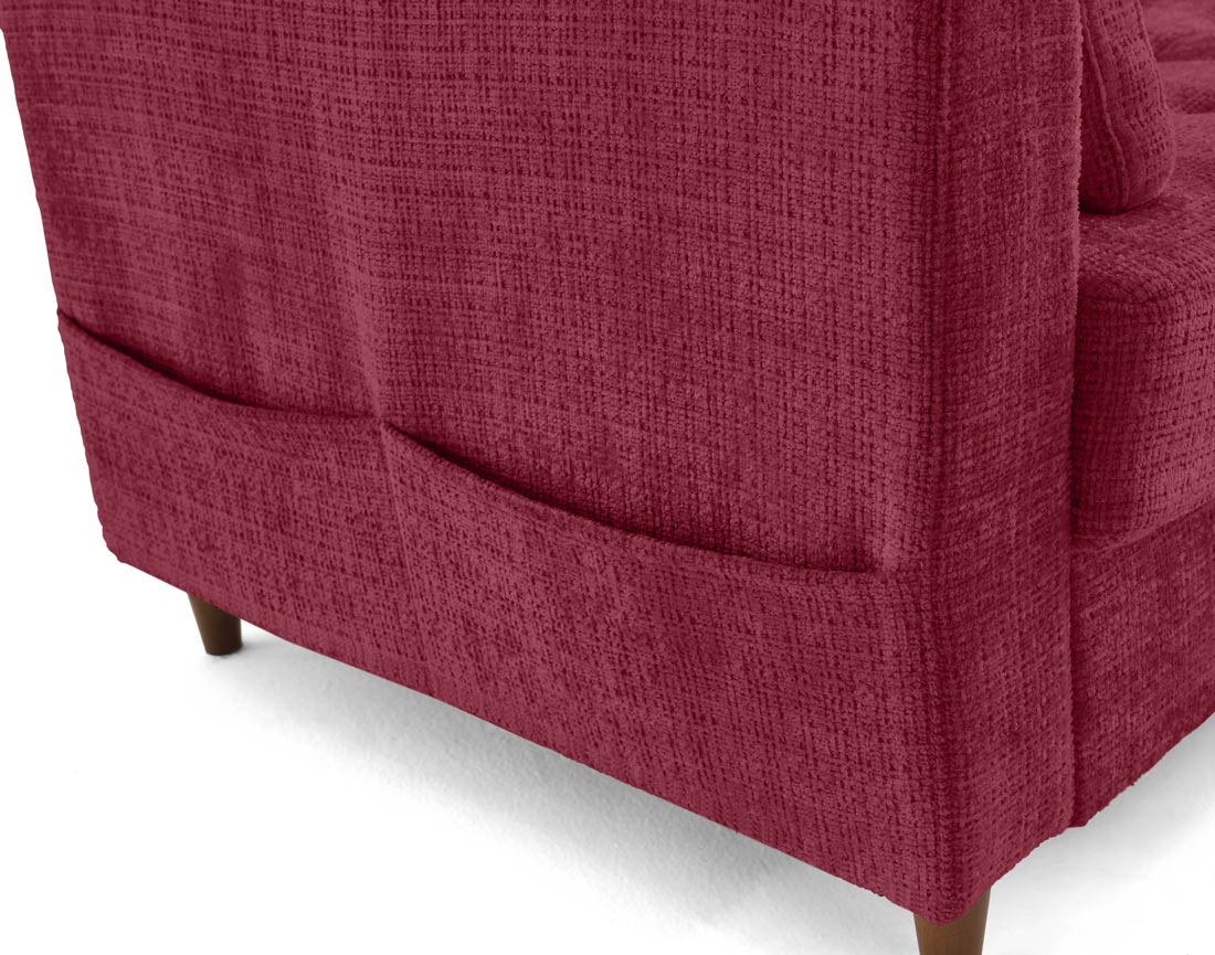 Canapé d'angle droit 4 places convertible avec coffre en velours texturé Anna