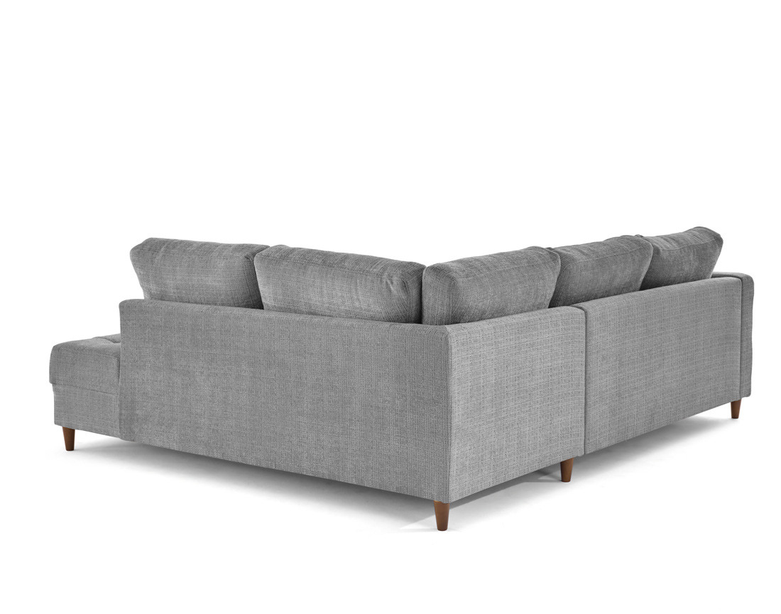 Canapé d'angle droit 5 places convertible en velours texturé Anna Canapé d'angle droit 5 places convertible en velours texturé Anna