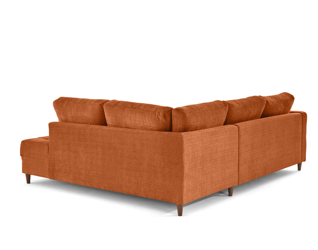 Canapé d'angle droit 5 places convertible en velours texturé Anna