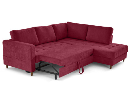 Canapé d'angle droit 5 places convertible en velours texturé Anna