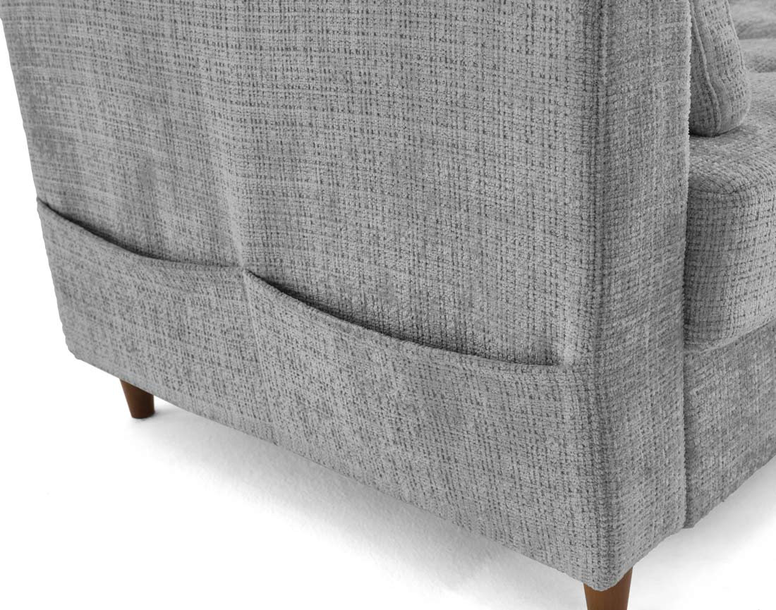 Canapé d'angle droit 5 places convertible en velours texturé Anna Canapé d'angle droit 5 places convertible en velours texturé Anna