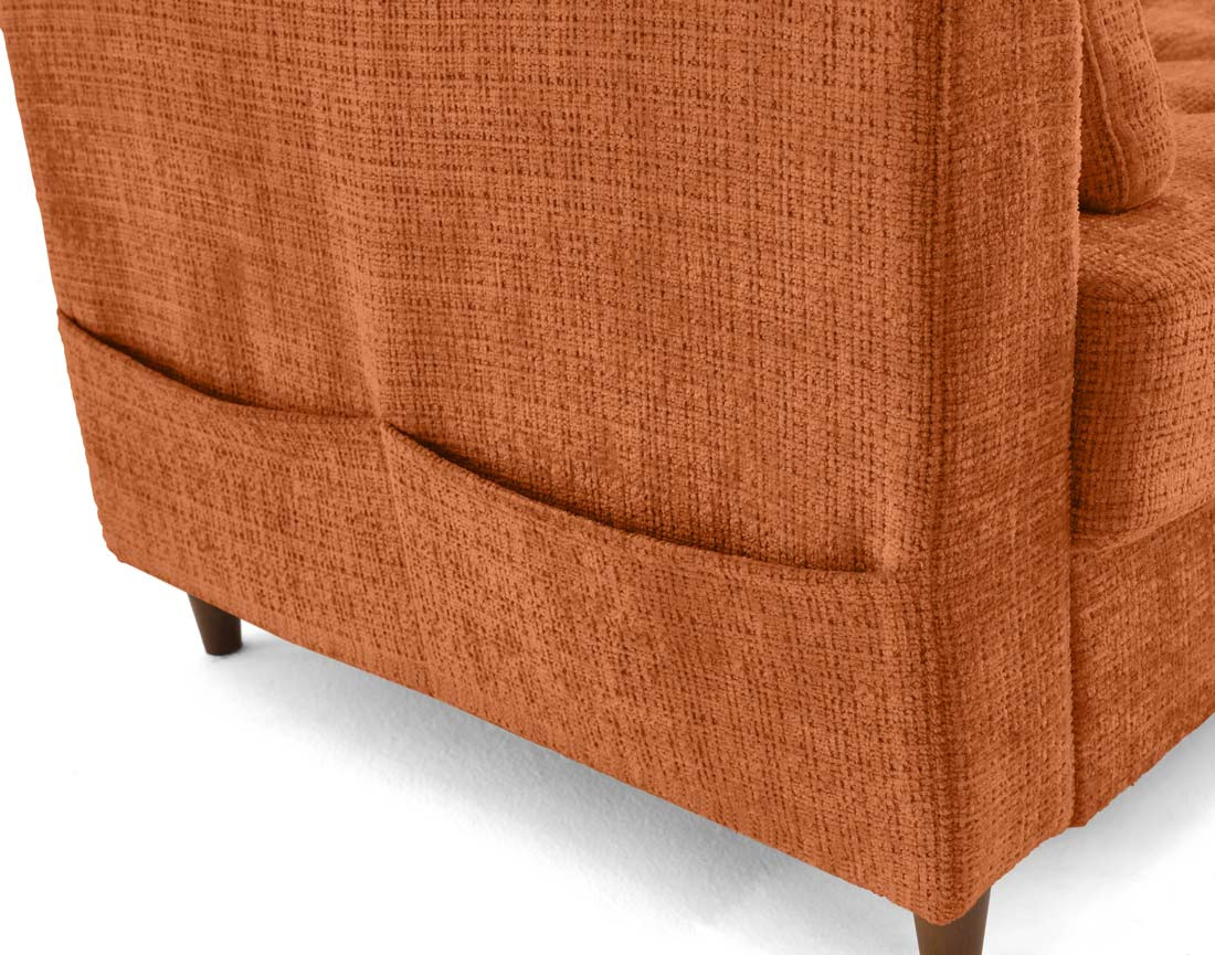 Canapé d'angle droit 5 places convertible en velours texturé Anna