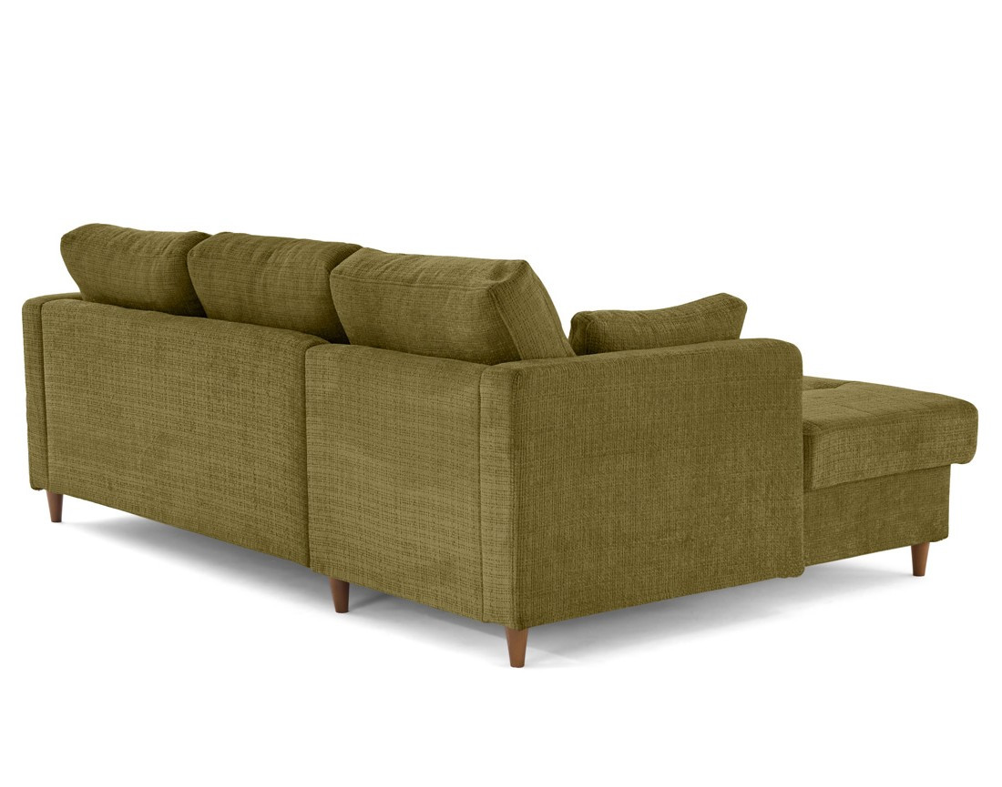 Canapé d'angle gauche 4 places convertible avec coffre en velours texturé Anna