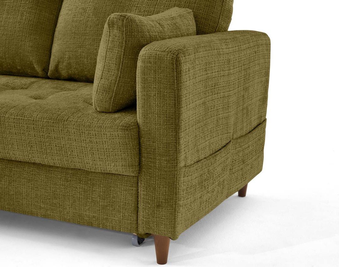 Canapé d'angle gauche 4 places convertible avec coffre en velours texturé Anna