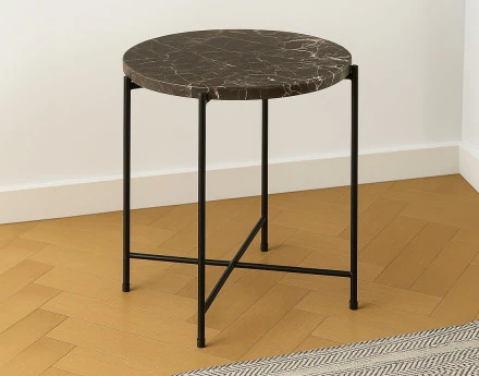 Table basse 42 cm plateau en marbre pieds en acier Ezaro