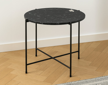 Table basse 52 cm plateau en marbre pieds en acier Ezaro