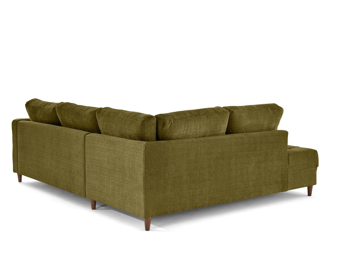 Canapé d'angle gauche 5 places convertible en velours texturé Anna