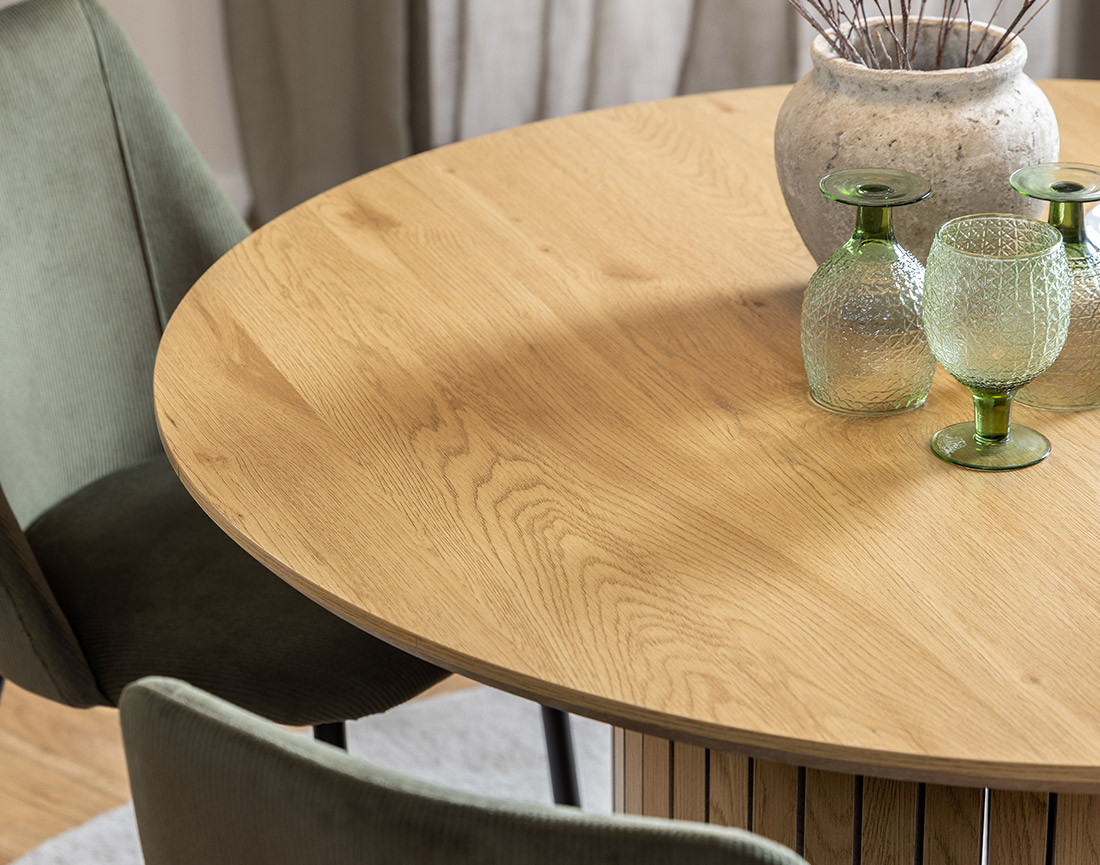Table à manger ronde bois effet chêne 4 personnes Tardis