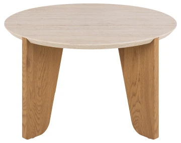 Table basse pieds en chêne plateau effet travertin 80 cm Noeva