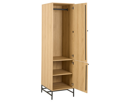 Armoire dressing avec étagères et penderie bois et pieds métal Marc