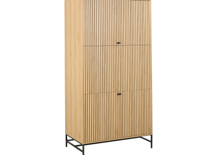 Armoire dressing avec 7 étagères et penderie bois et pieds métal Marc