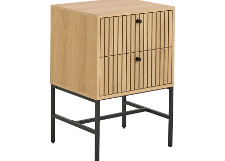 Table de chevet bois pieds en métal 2 tiroirs Marc