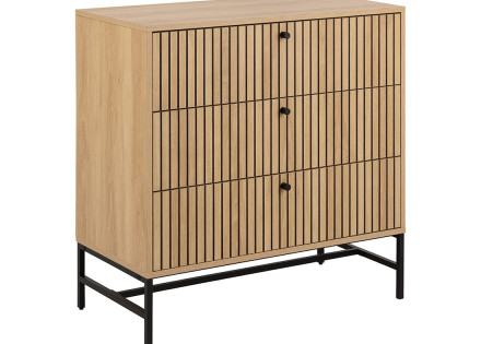 Commode 3 tiroirs bois pieds en métal Marc