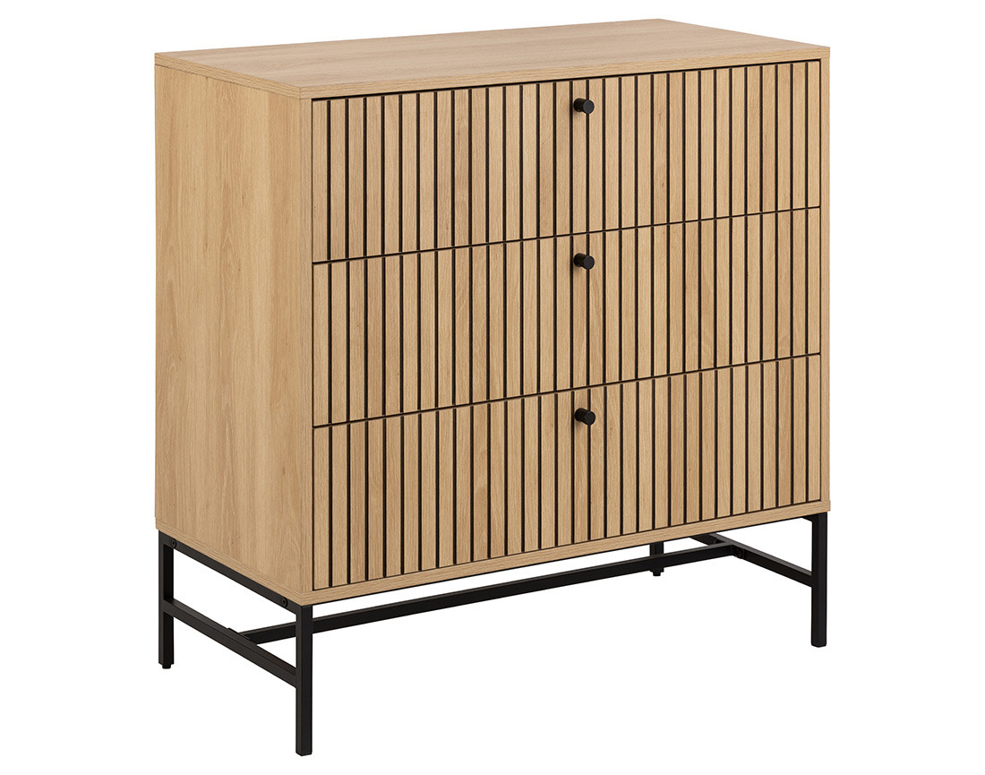Commode 3 tiroirs bois pieds en métal Marc