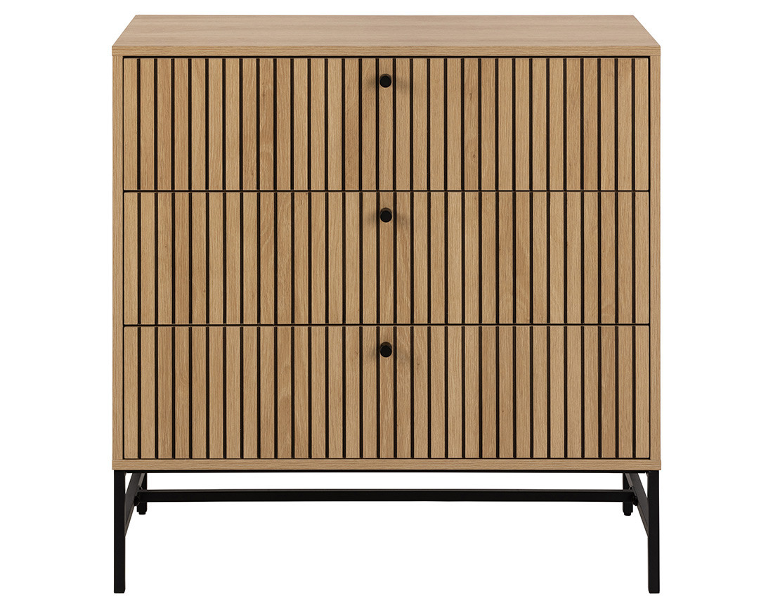Commode 3 tiroirs bois pieds en métal Marc