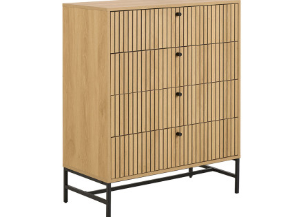 Commode 4 tiroirs bois pieds en métal Marc