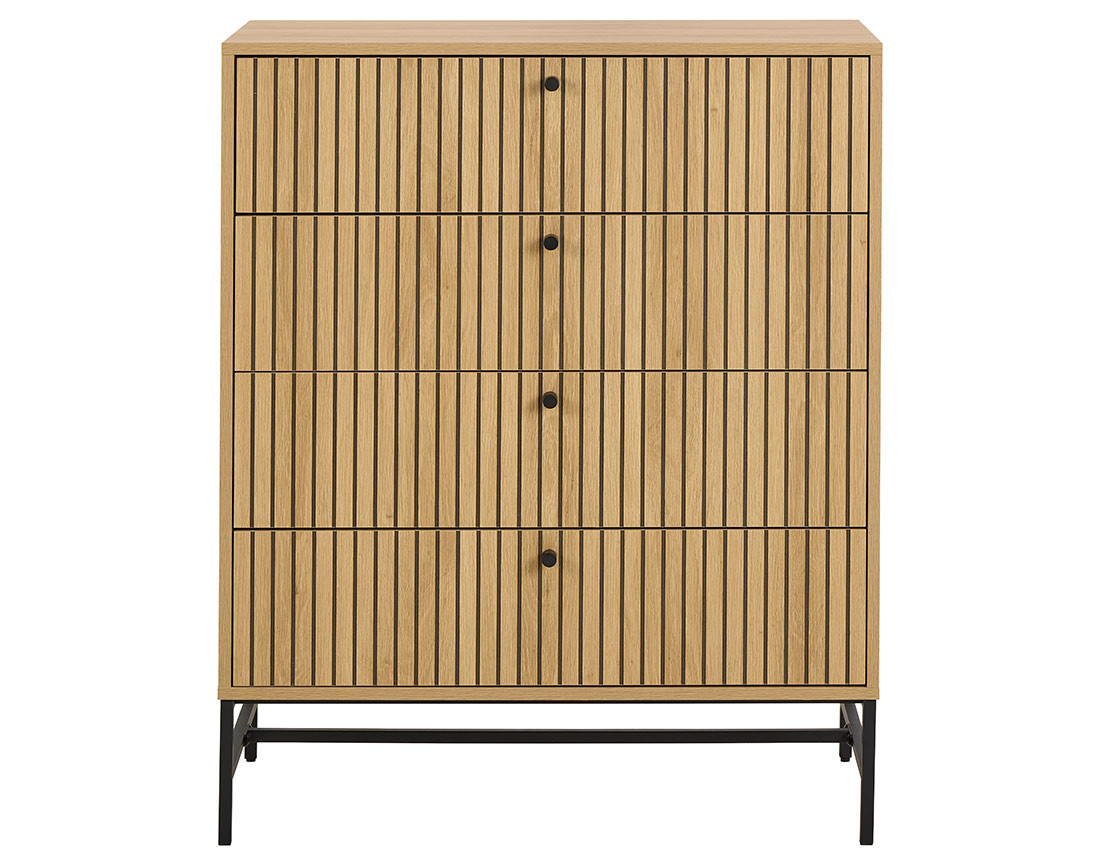 Commode 4 tiroirs bois pieds en métal Marc