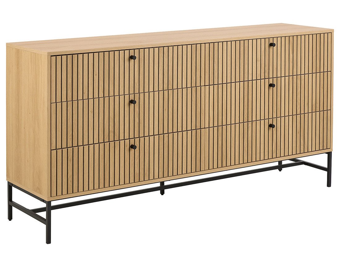 Commode 6 tiroirs bois pieds en métal Marc